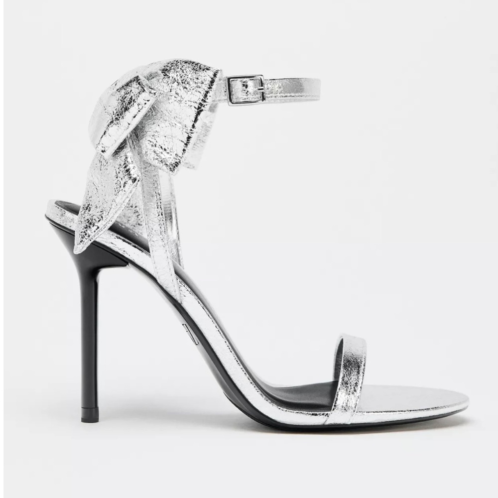 NWT Zara Metallic Silver Heels Sz 10